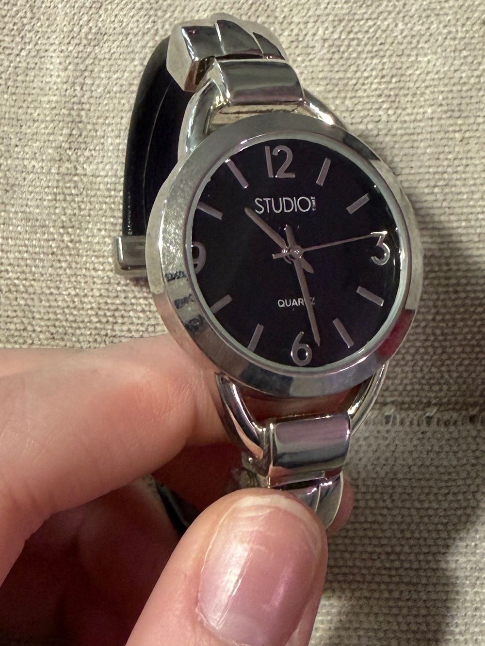 Studio Silver and Black Women's Bracelet Watch